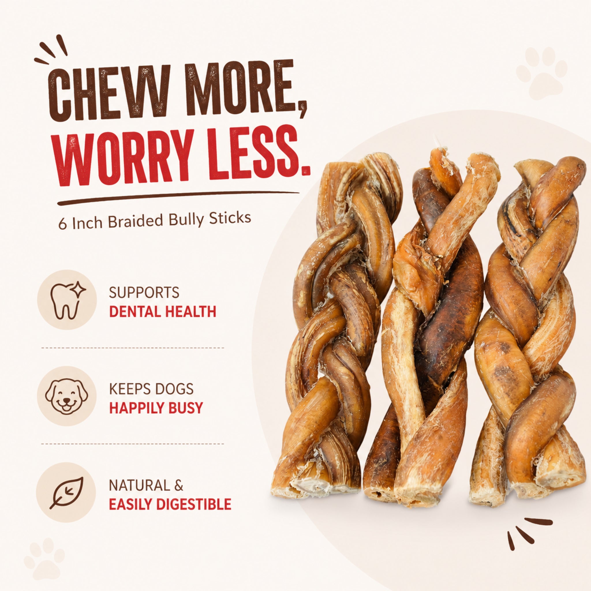 Pizzle Braided 6" - 3 Pcs