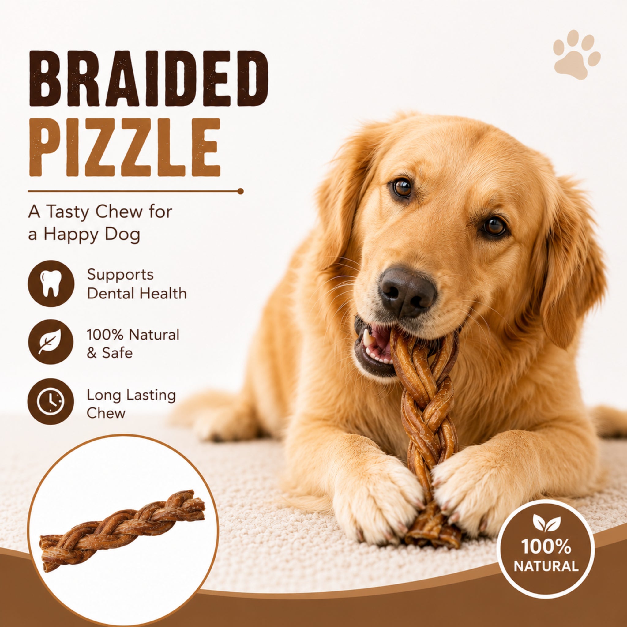 Pizzle Braided 6" - 3 Pcs
