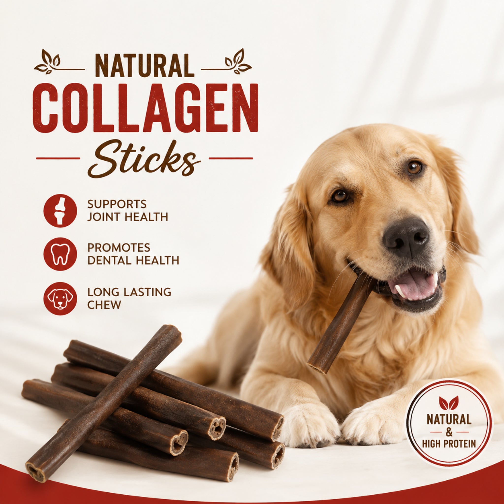 Natural Collagen Sticks 12" - 6 Pcs