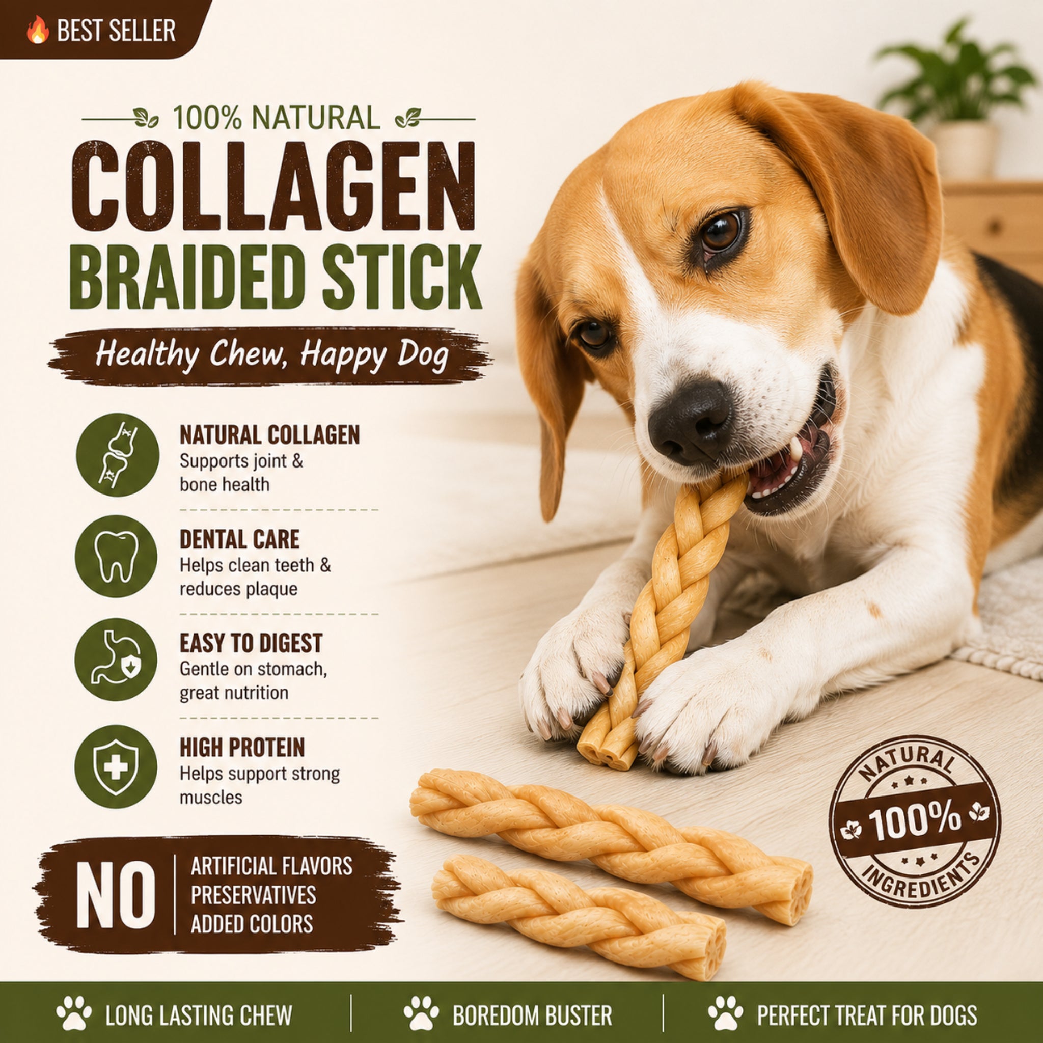 Collagen Braided Sticks 12" - 4 Pcs