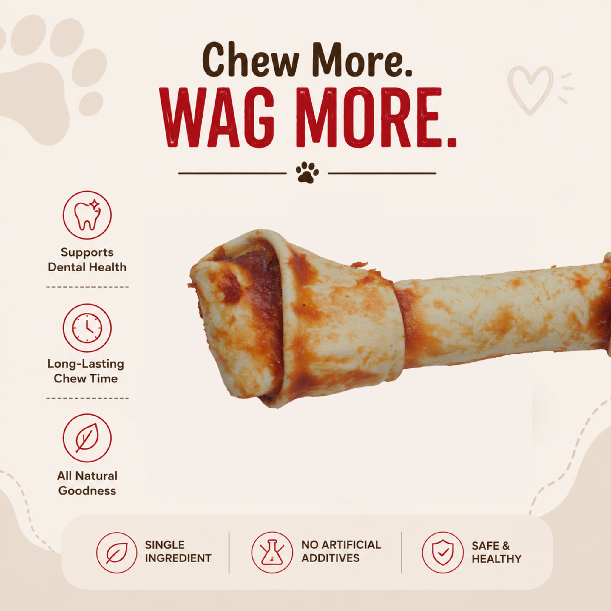 Knotted Bone Chicken Wrapped 9" - 1 Pcs
