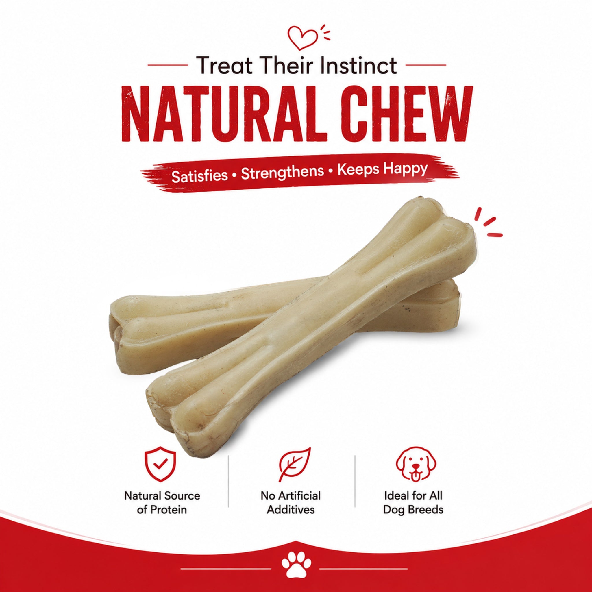 Press Bone Natural 8" - 6 Pcs