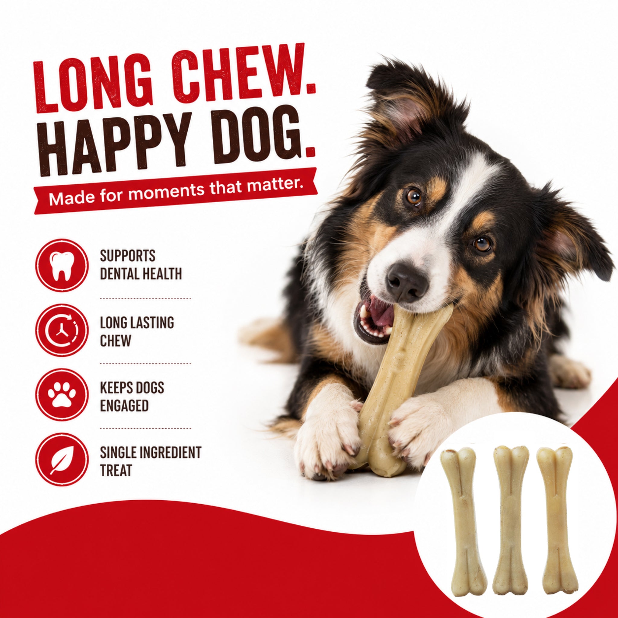 Press Bone Natural 8" - 6 Pcs