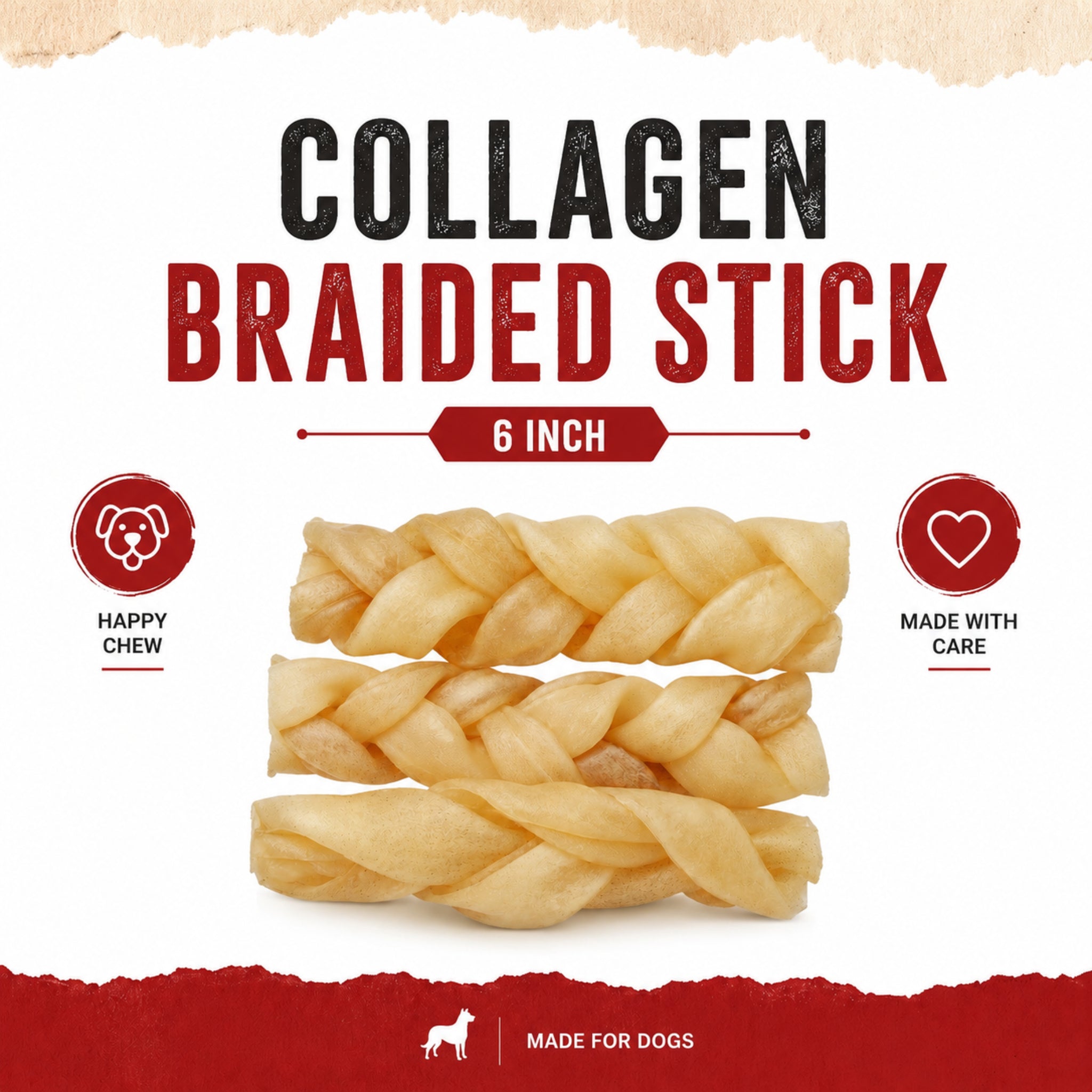 Natural Collagen Braided 6" - 3 Pcs