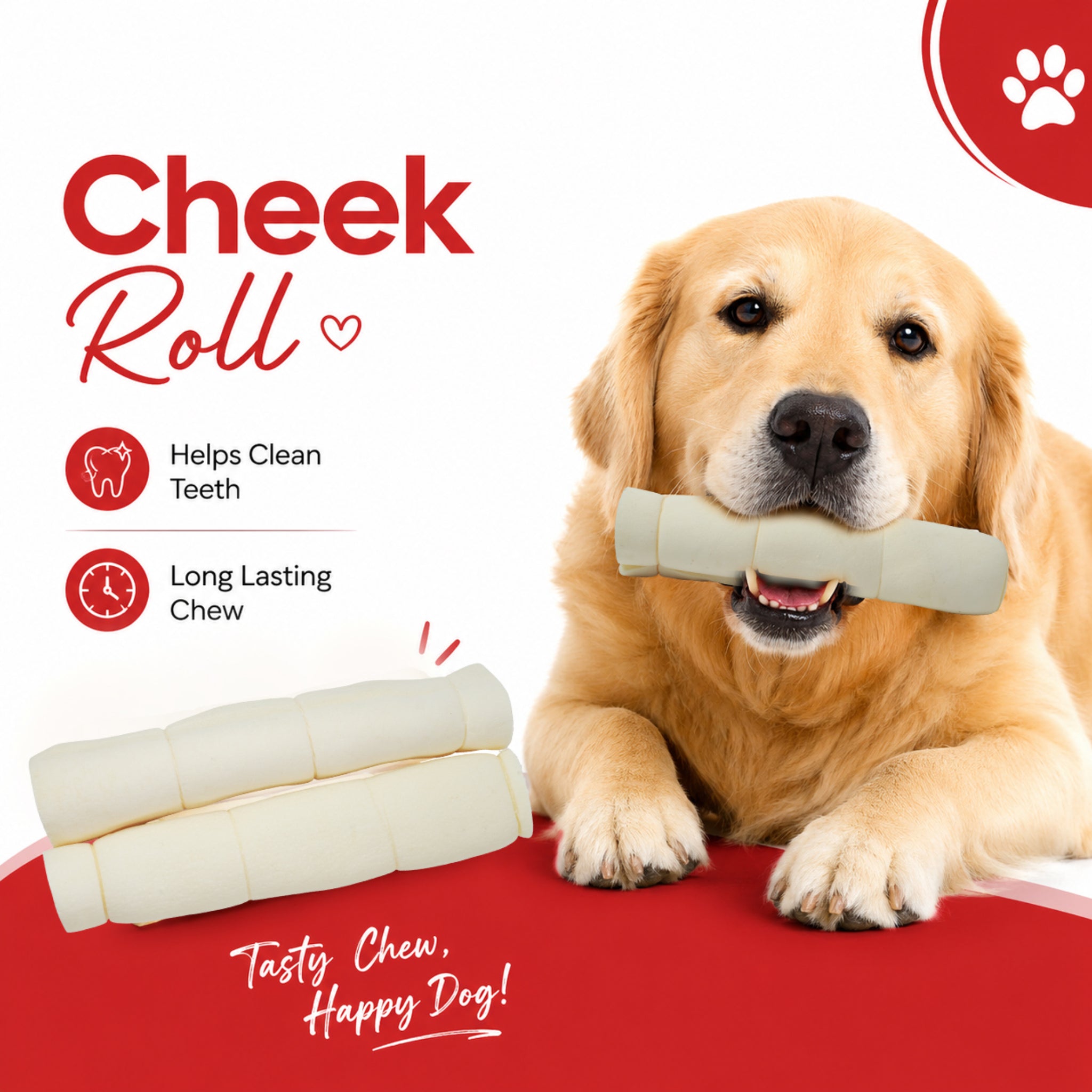 Large Cheek Rolls White - 2 Pcs