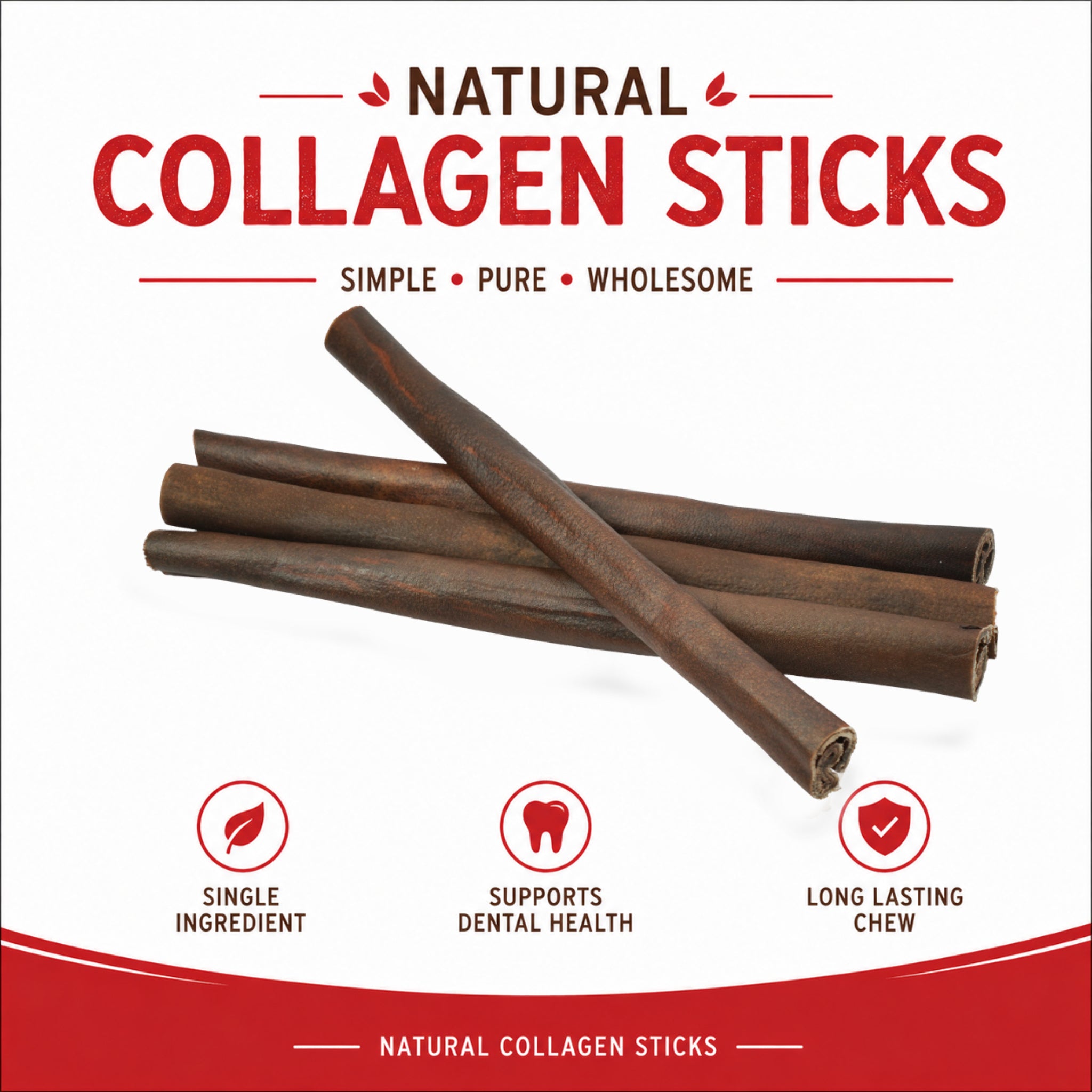 Natural Collagen Sticks 12" - 6 Pcs