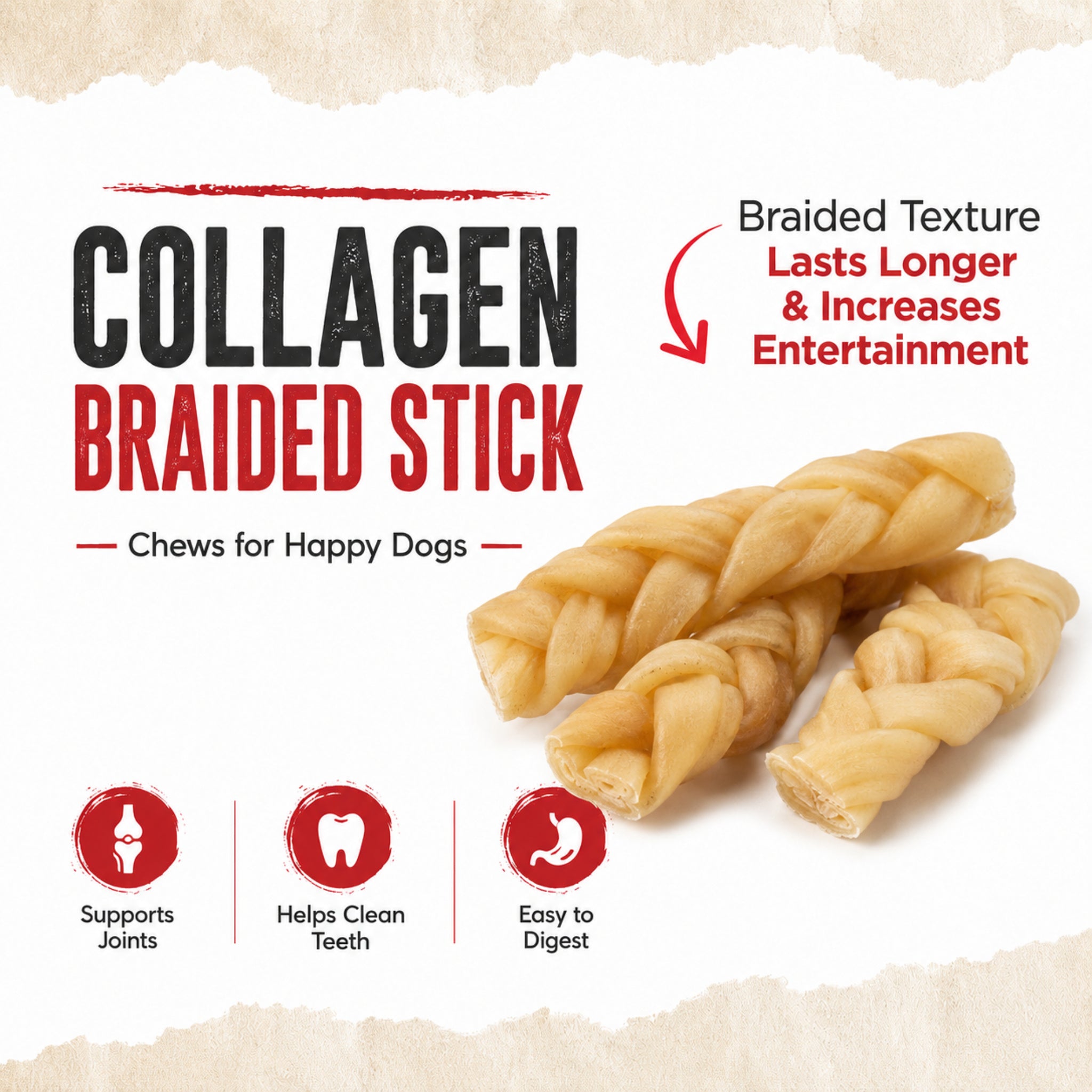 Natural Collagen Braided 6" - 3 Pcs