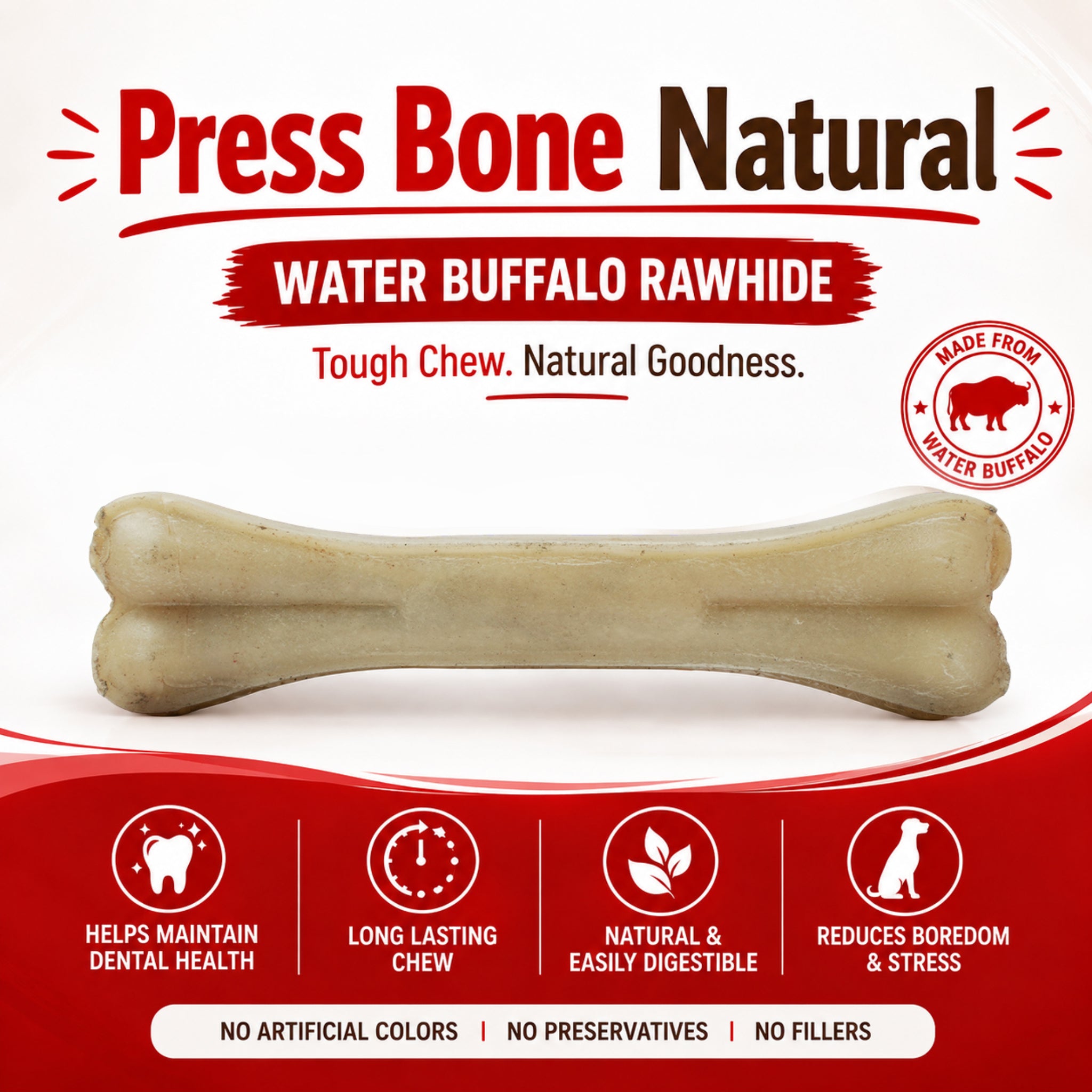 Press Bone Natural 8" - 6 Pcs