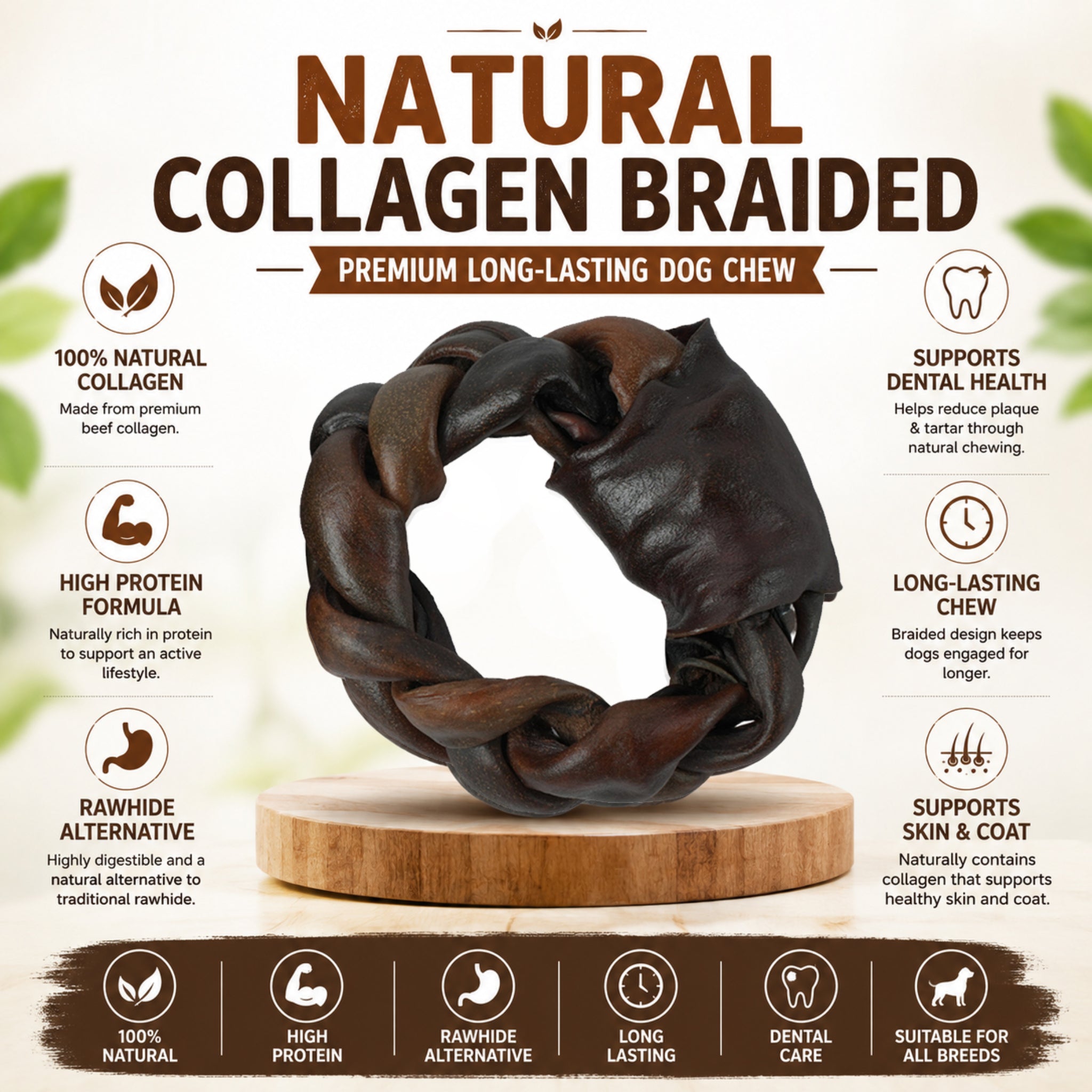 Natural Collagen Braided Rings - 2 Pcs