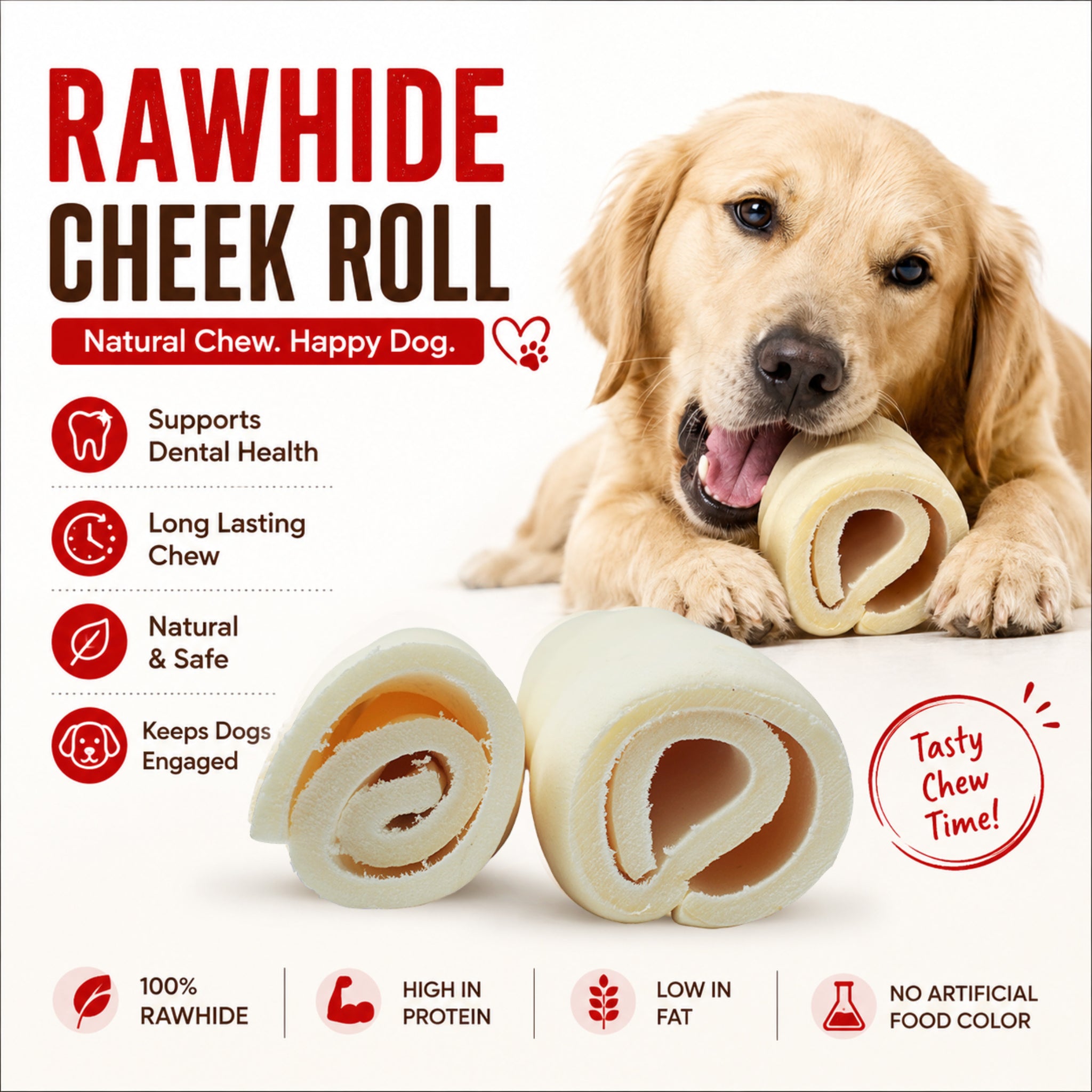 Large Cheek Rolls White - 2 Pcs