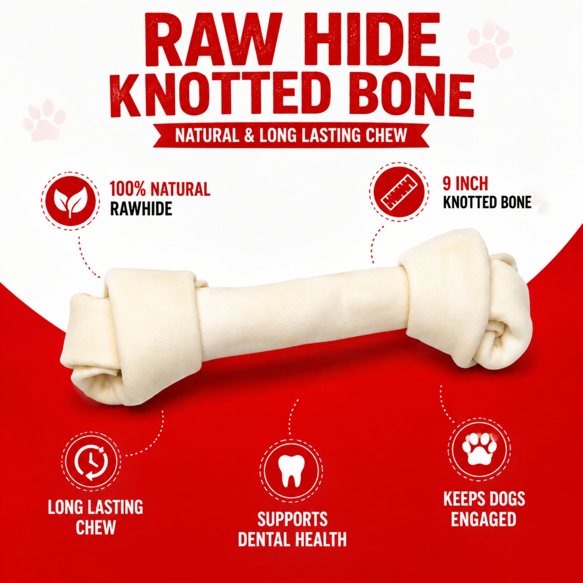 Knotted Bone White 9" - 1 Pcs