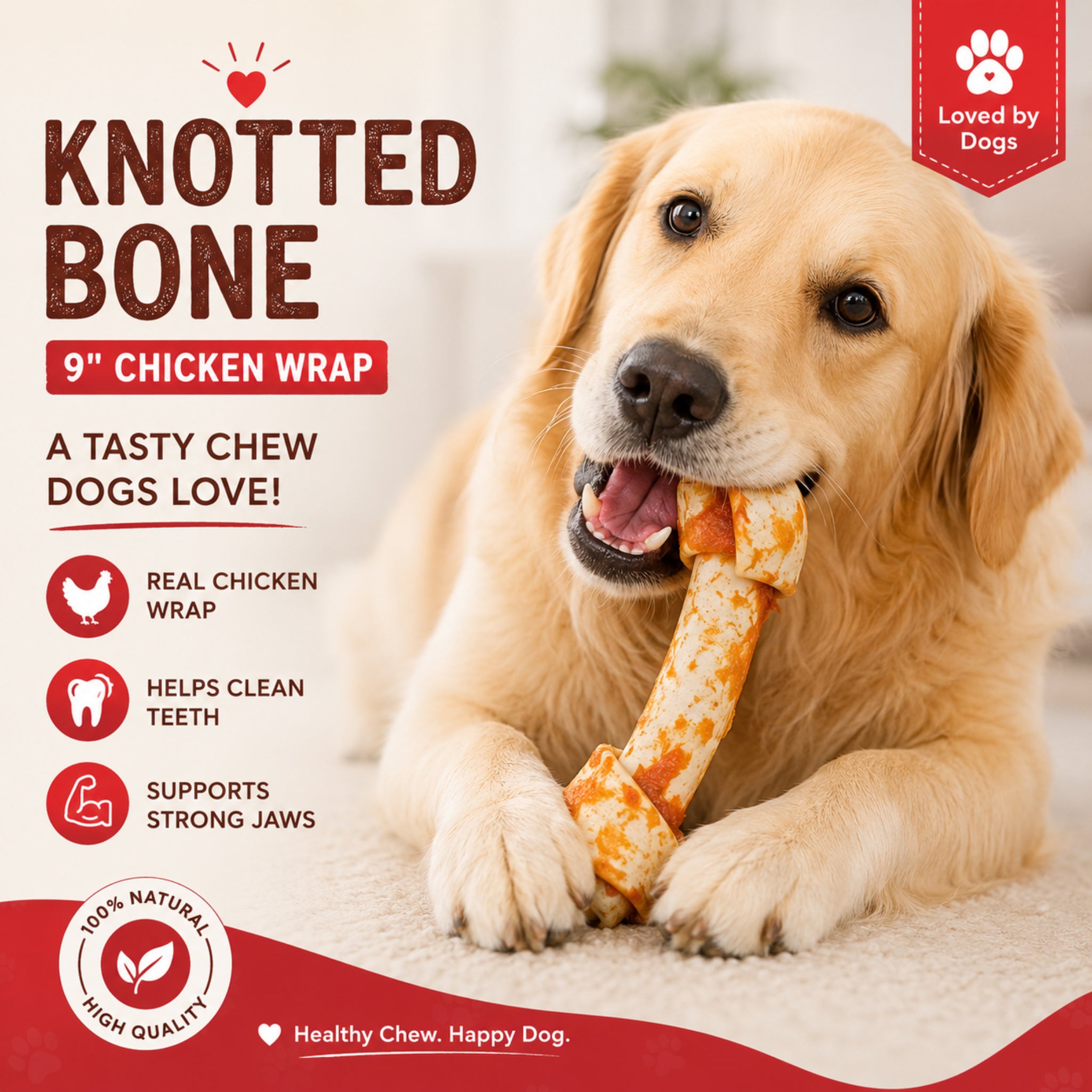 Knotted Bone Chicken Wrapped 9" - 1 Pcs