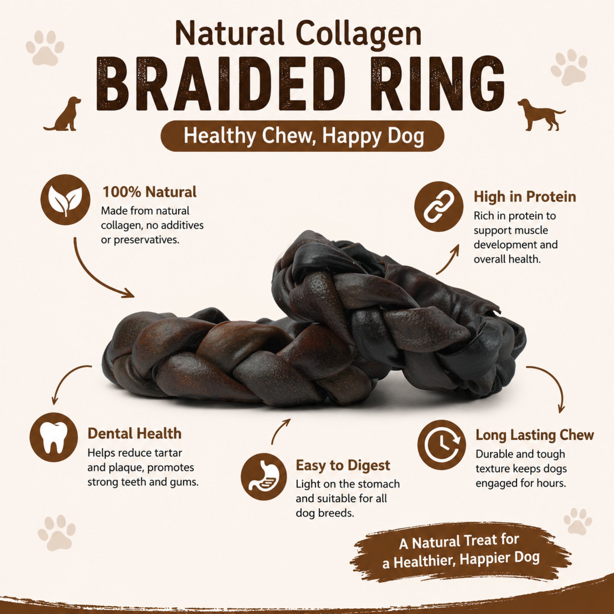 Natural Collagen Braided Rings - 2 Pcs