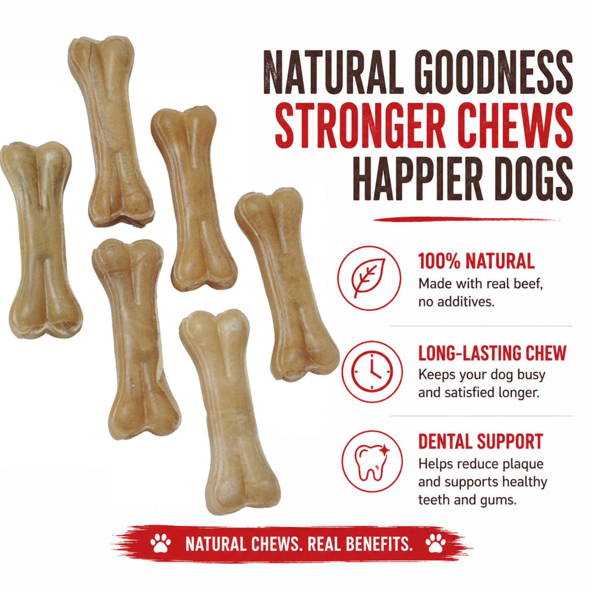 Press Bone Natural 4" - 6 Pcs