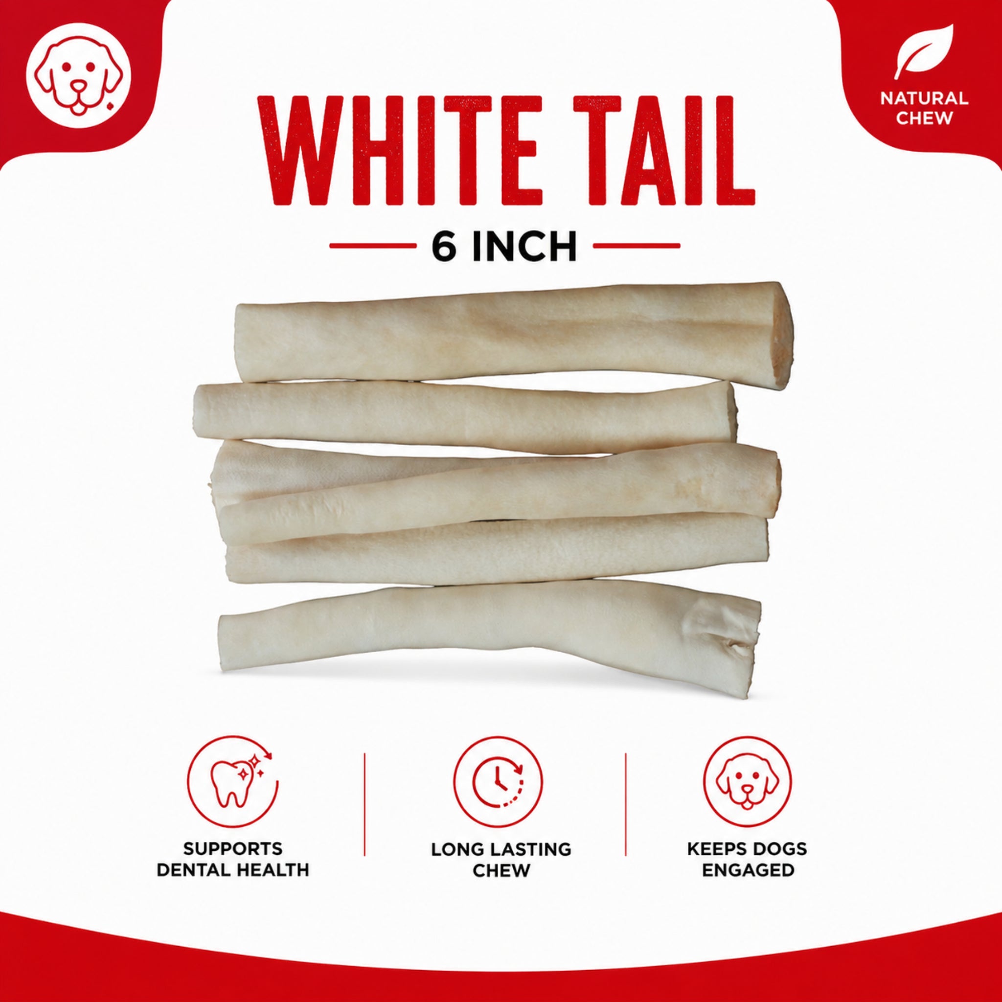 White Tails 6" - 6 Pcs