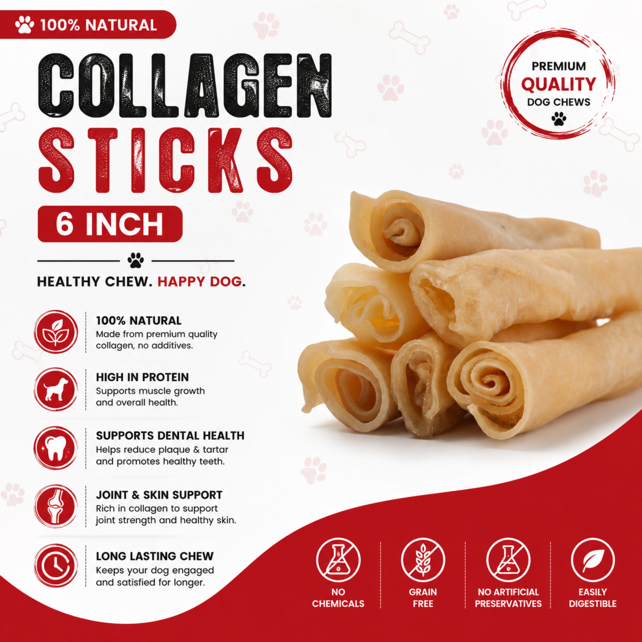 Collagen Sticks 6" - 6 Pcs