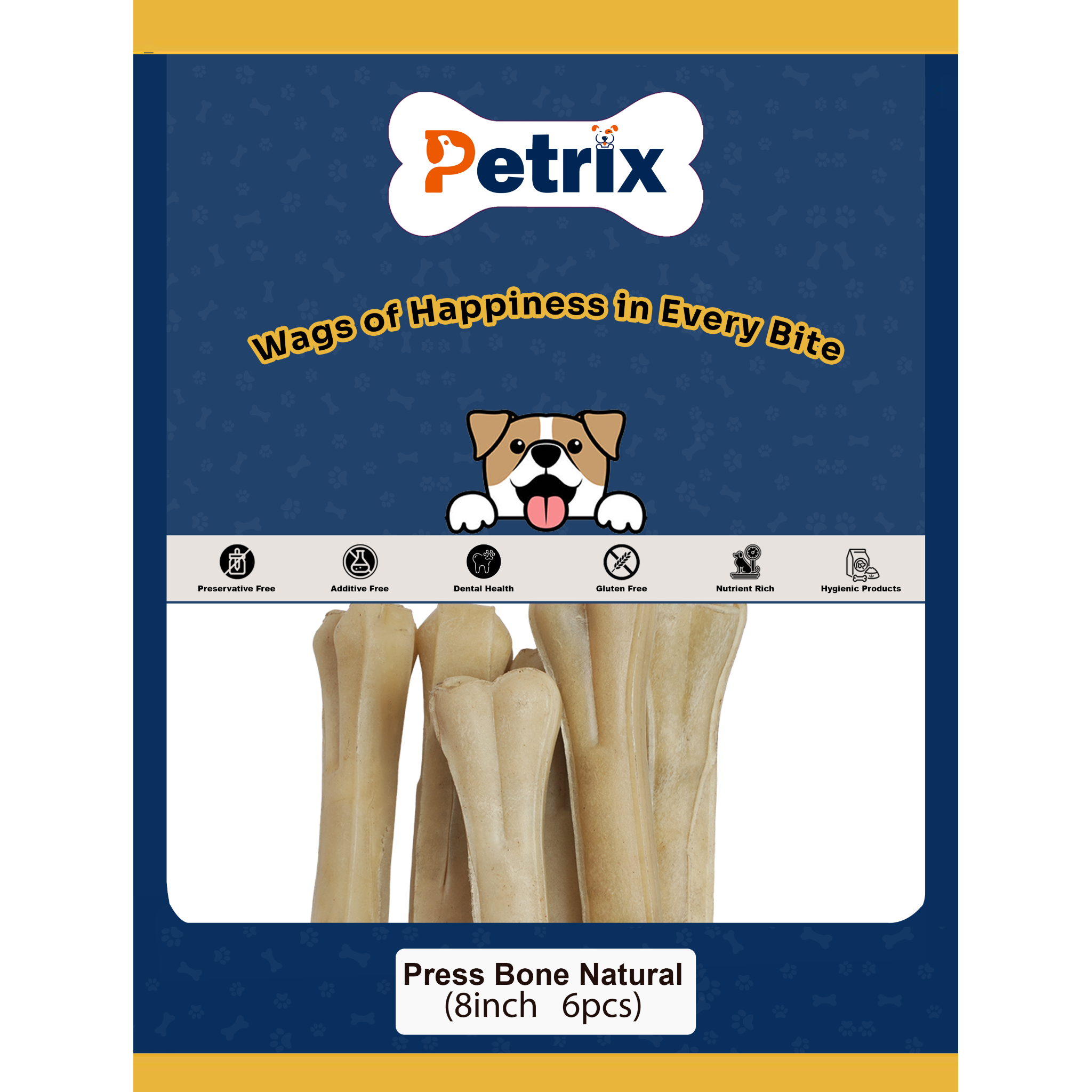 Press Bone Natural 8" - 6 Pcs