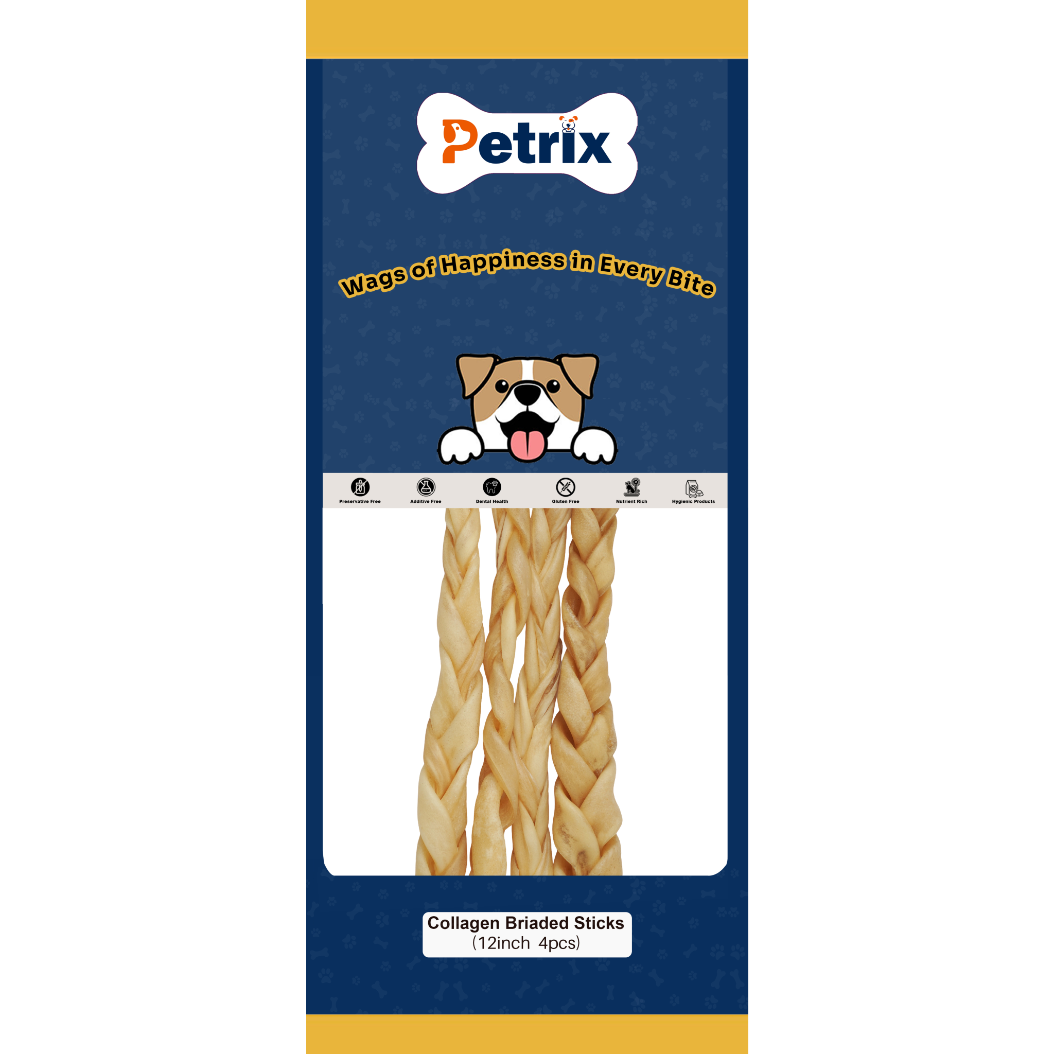 Collagen Braided Sticks 12" - 4 Pcs