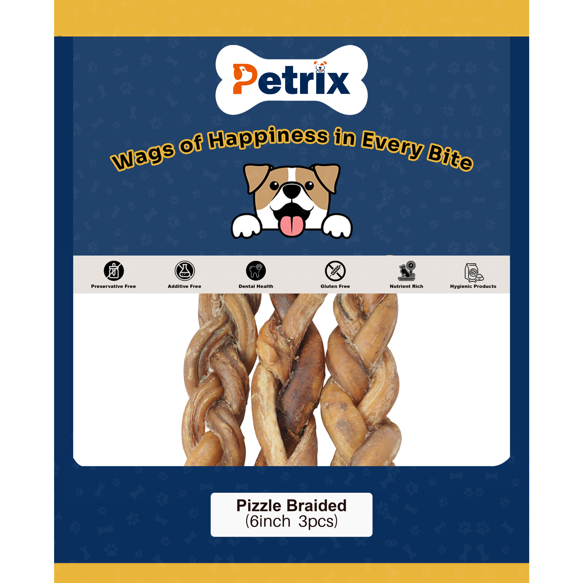 Pizzle Braided 6" - 3 Pcs