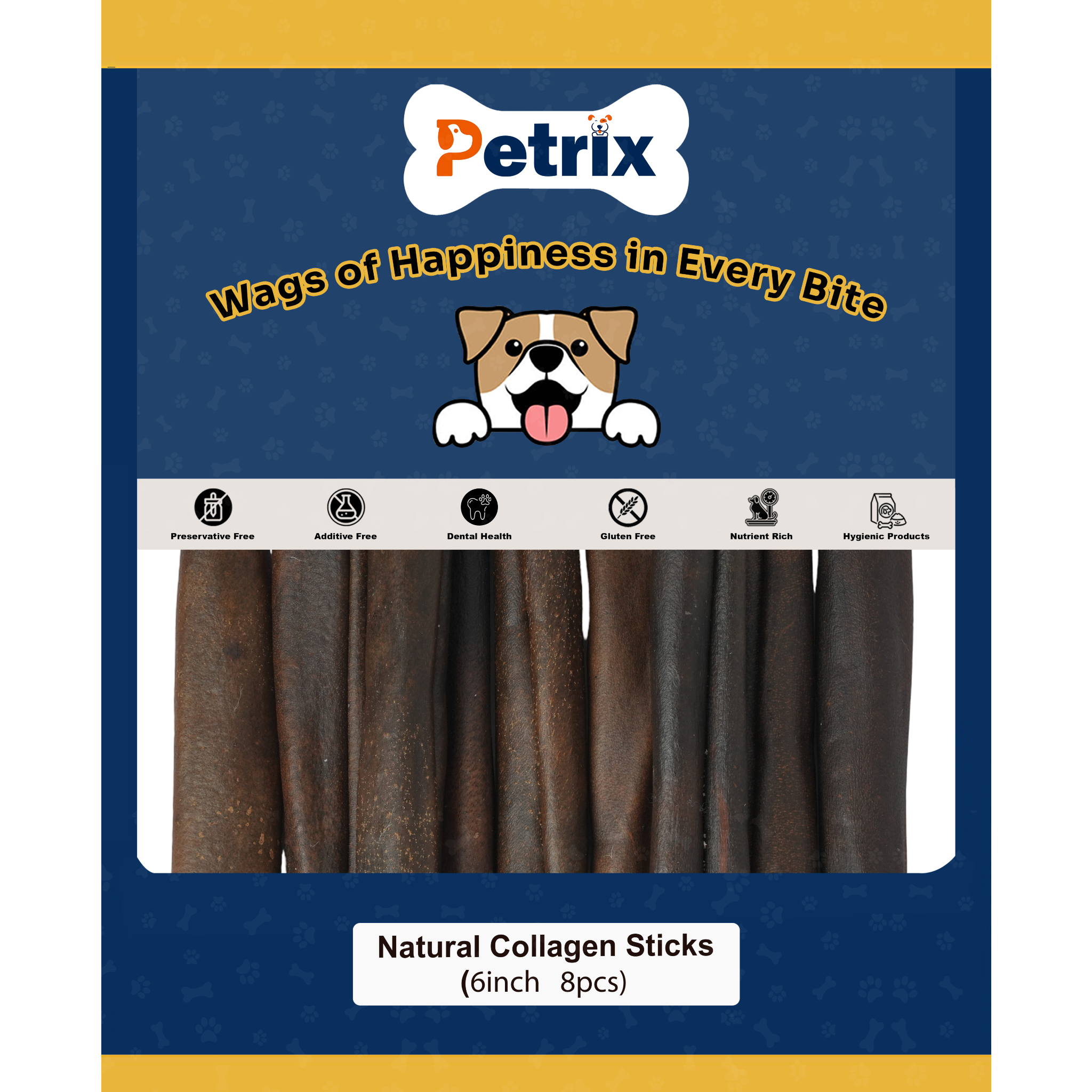 Natural Collagen Sticks 6" - 8 Pcs