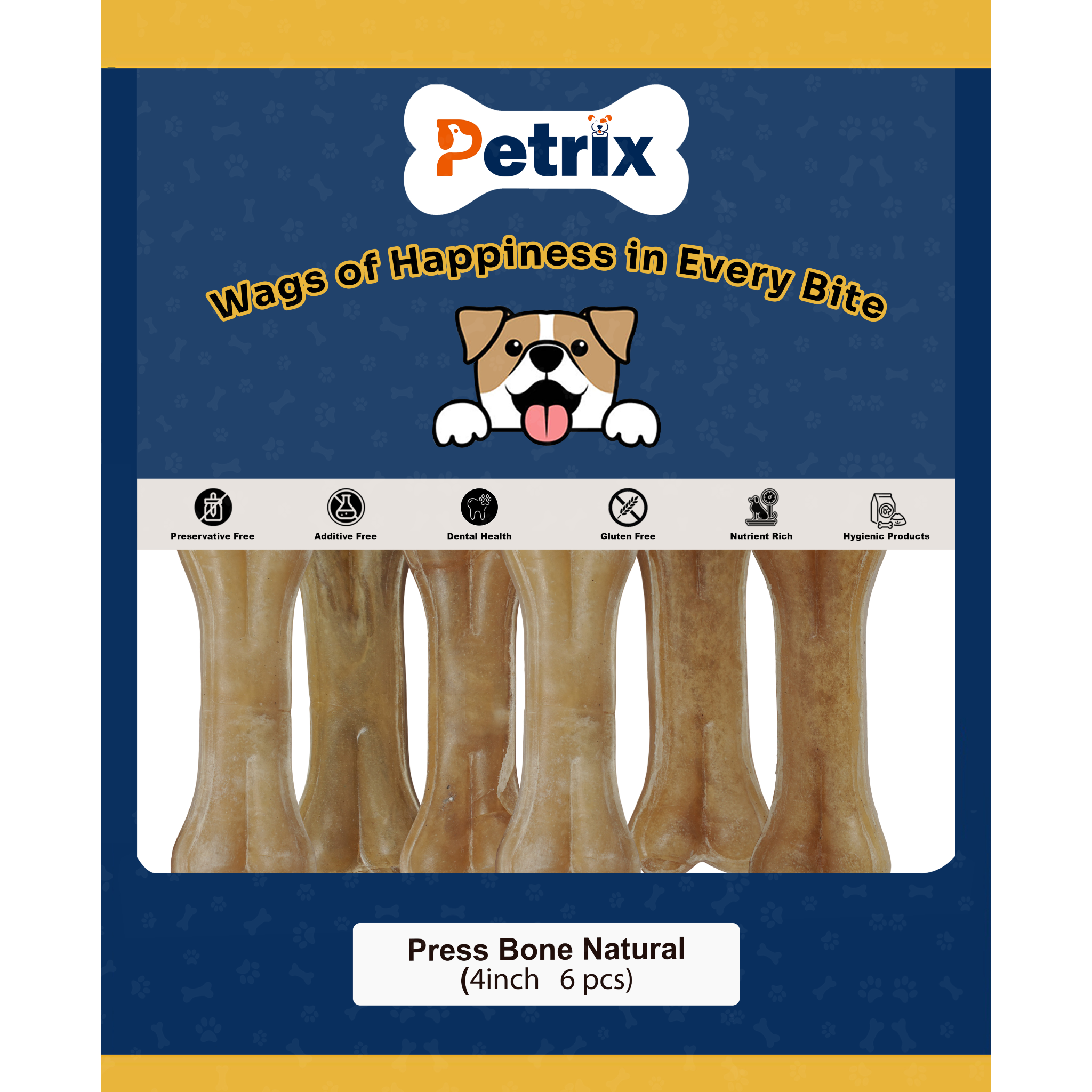 Press Bone Natural 4" - 6 Pcs